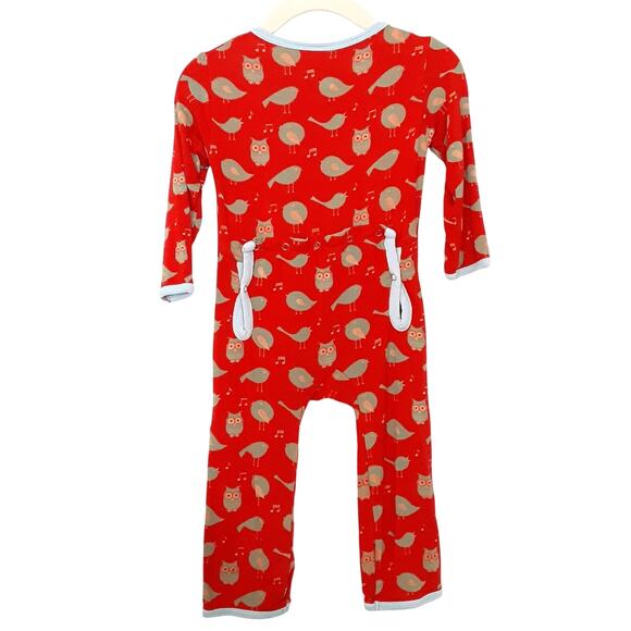 Kickee Pants Bamboo Sleeper Long Sleeve Snap Close Red Bird Baby 12-18mo FLAWED - Picture 2 of 6